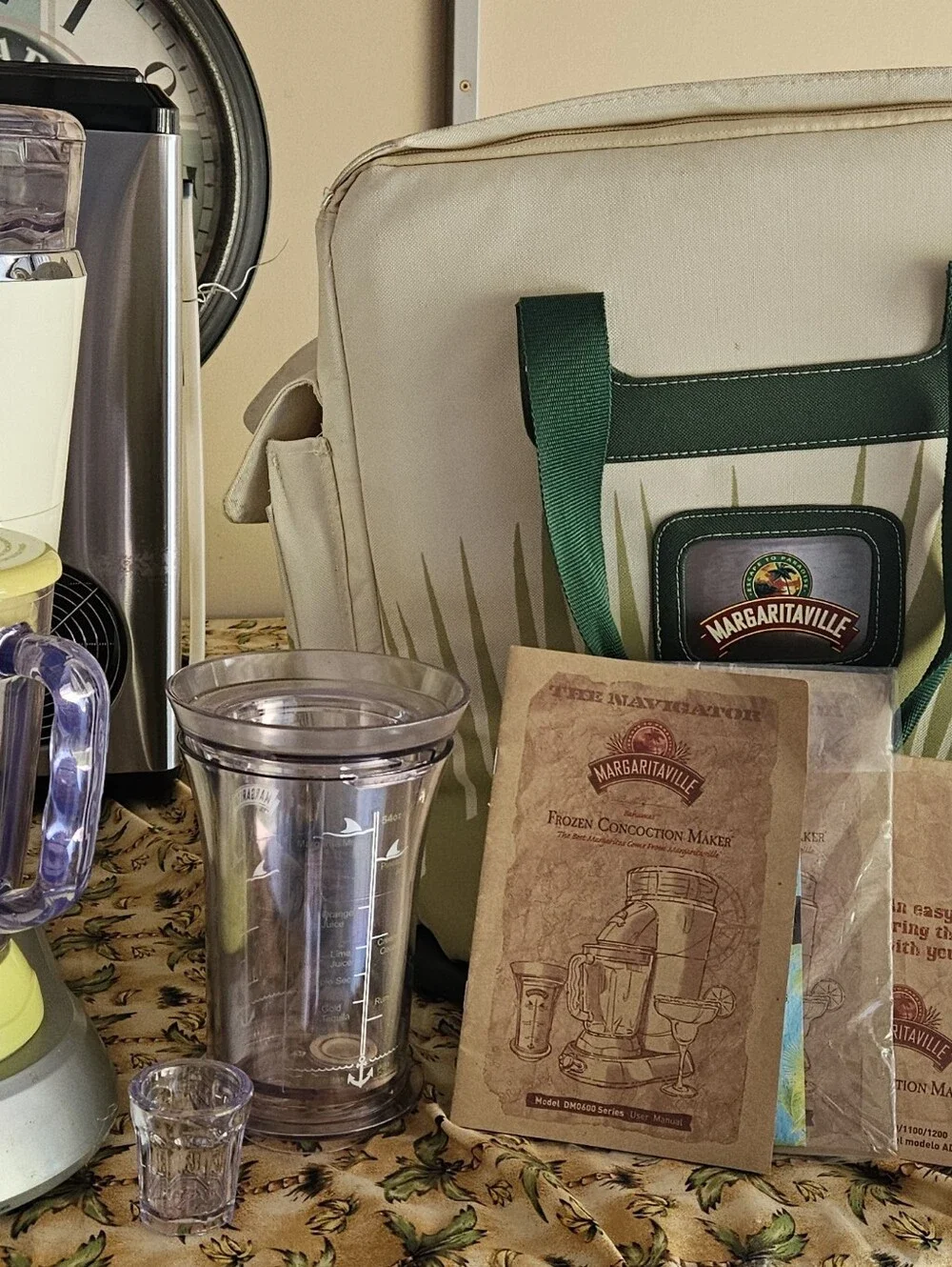 Margaritaville Lime Green and Beige Frozen Drink Maker Set with Cooler Bag